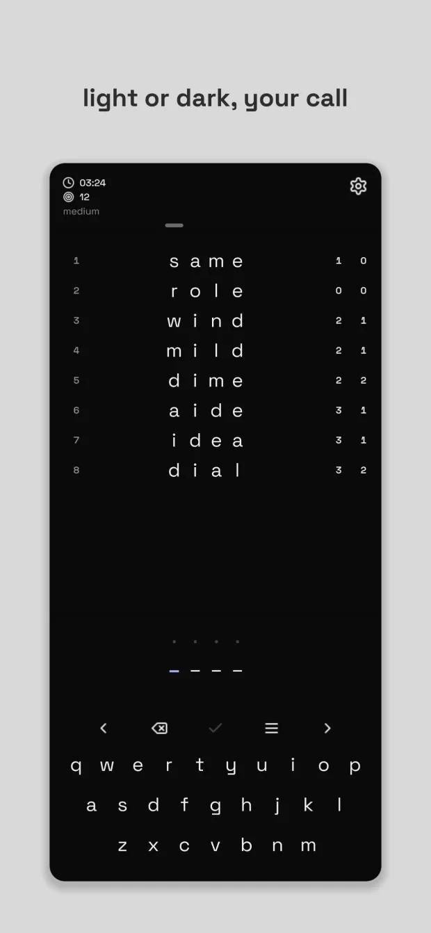 A word game on the dark theme