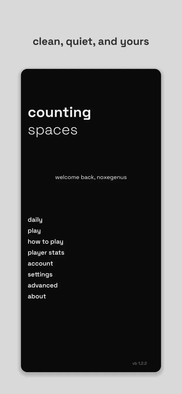 The main menu on the dark theme