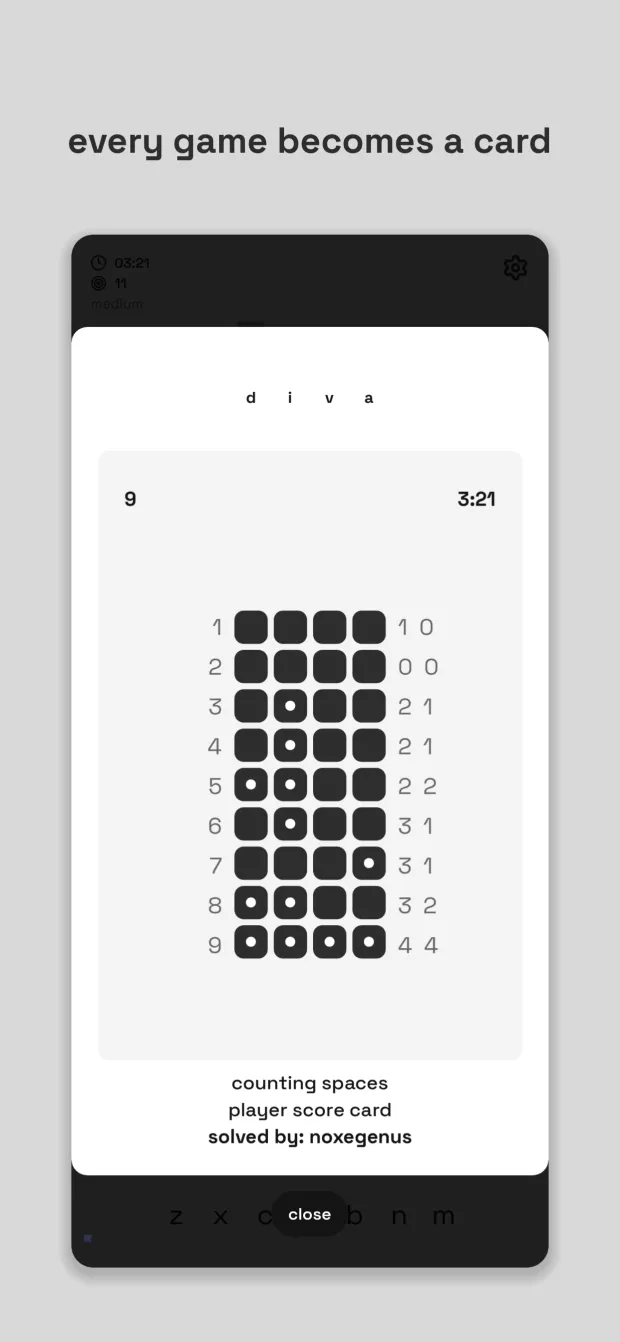 A shareable score card