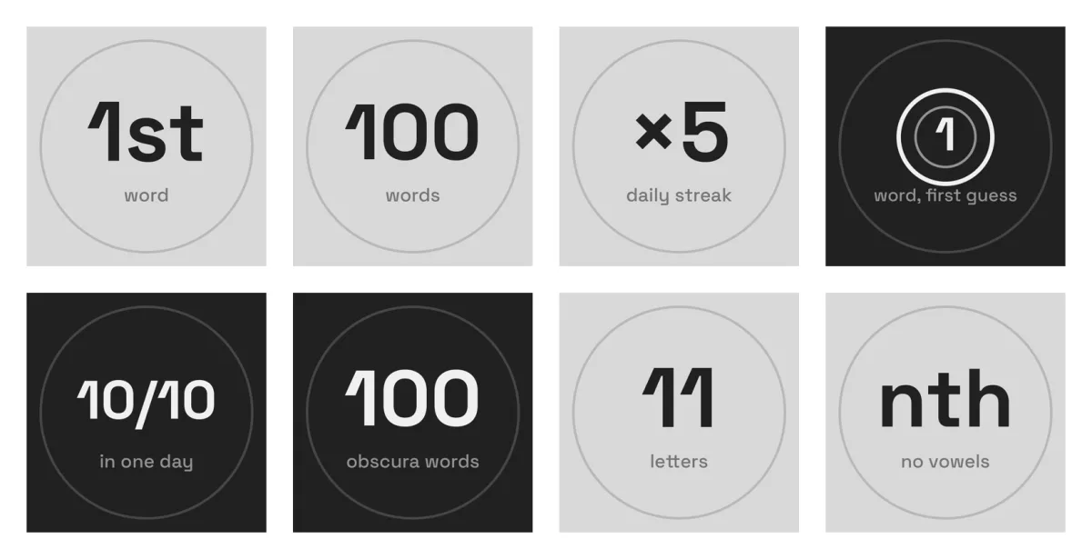 A selection of the achievement badges